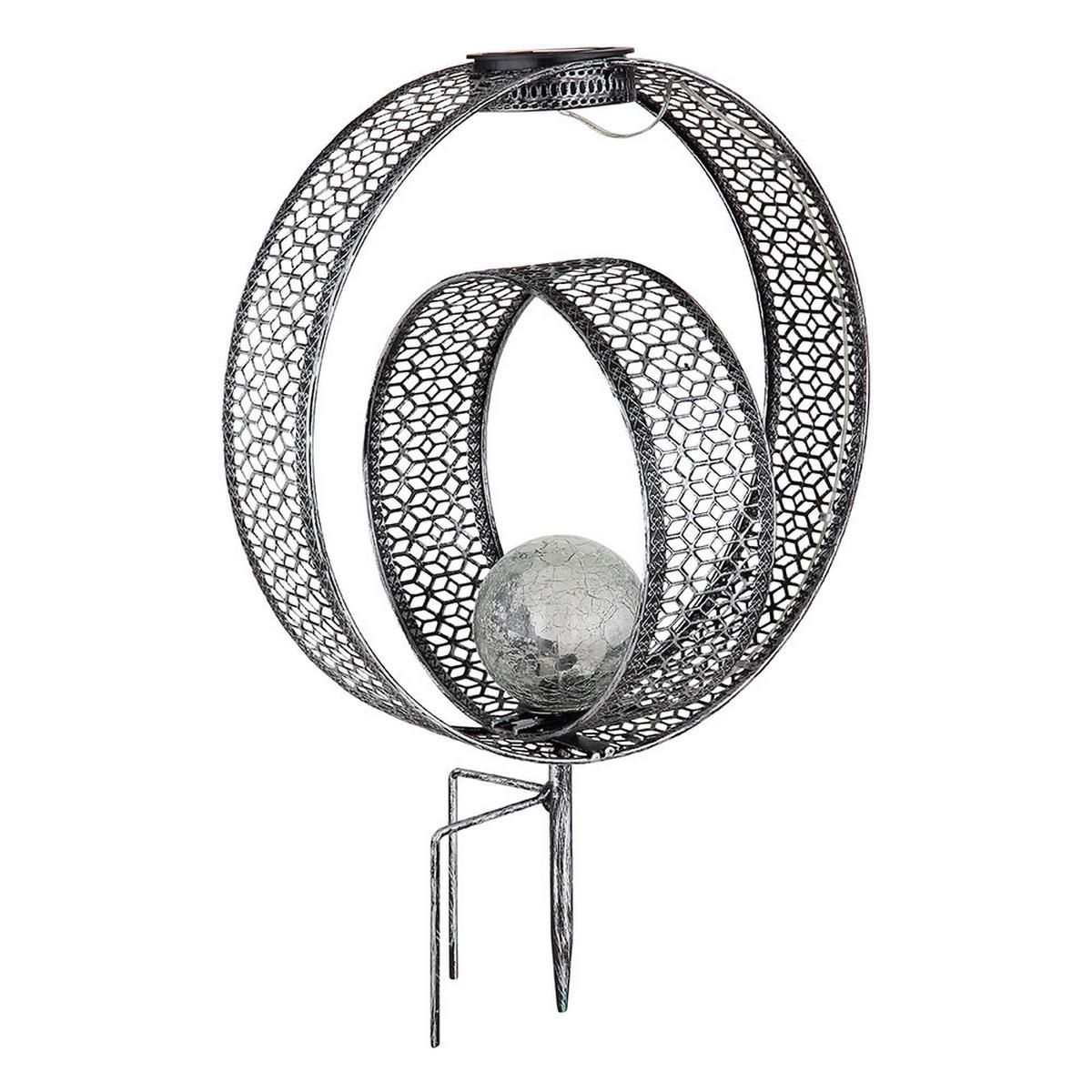 LED AUSSENLEUCHTE Solarleuchte Silber - Silberfarben, Glas (30/20/42cm) - Globo Lighting