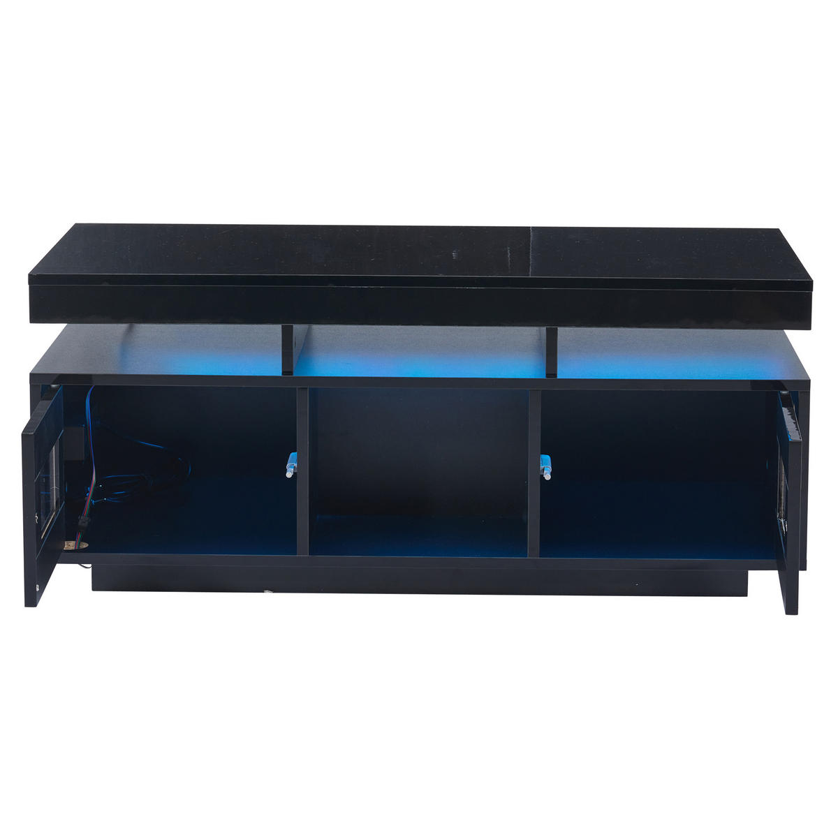 KONFERENČNÍ stolek 100/50/43 cm černý z dřevotřísky s LED osvětlením a zásuvkou - černá, kompozitní dřevo (100/50/43cm) - OKWISH