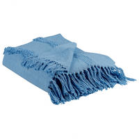 DECKE Hellblau Khari 125/150 cm - Hellblau, Naturmaterialen/Textil (125/150cm) - Beliani