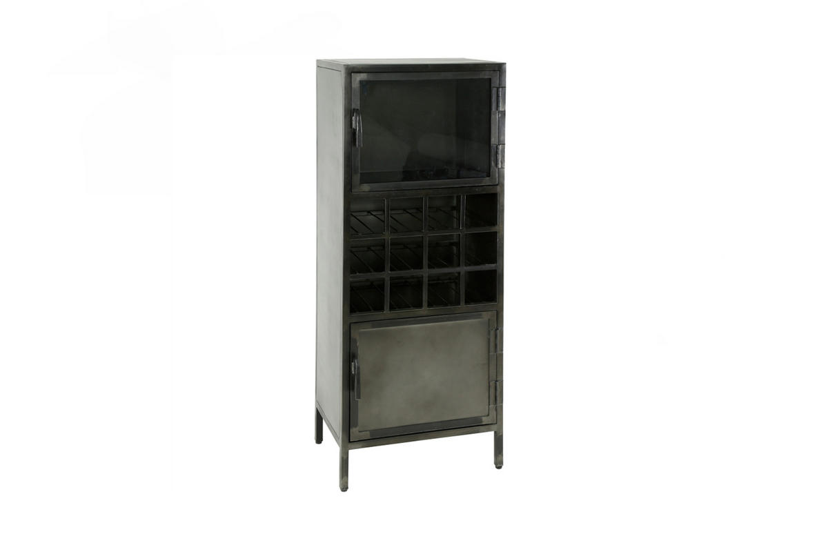 WEINSCHRANK CORO Schwarz Metall - Schwarz, Metall (55/135/40cm) - KAWOLA