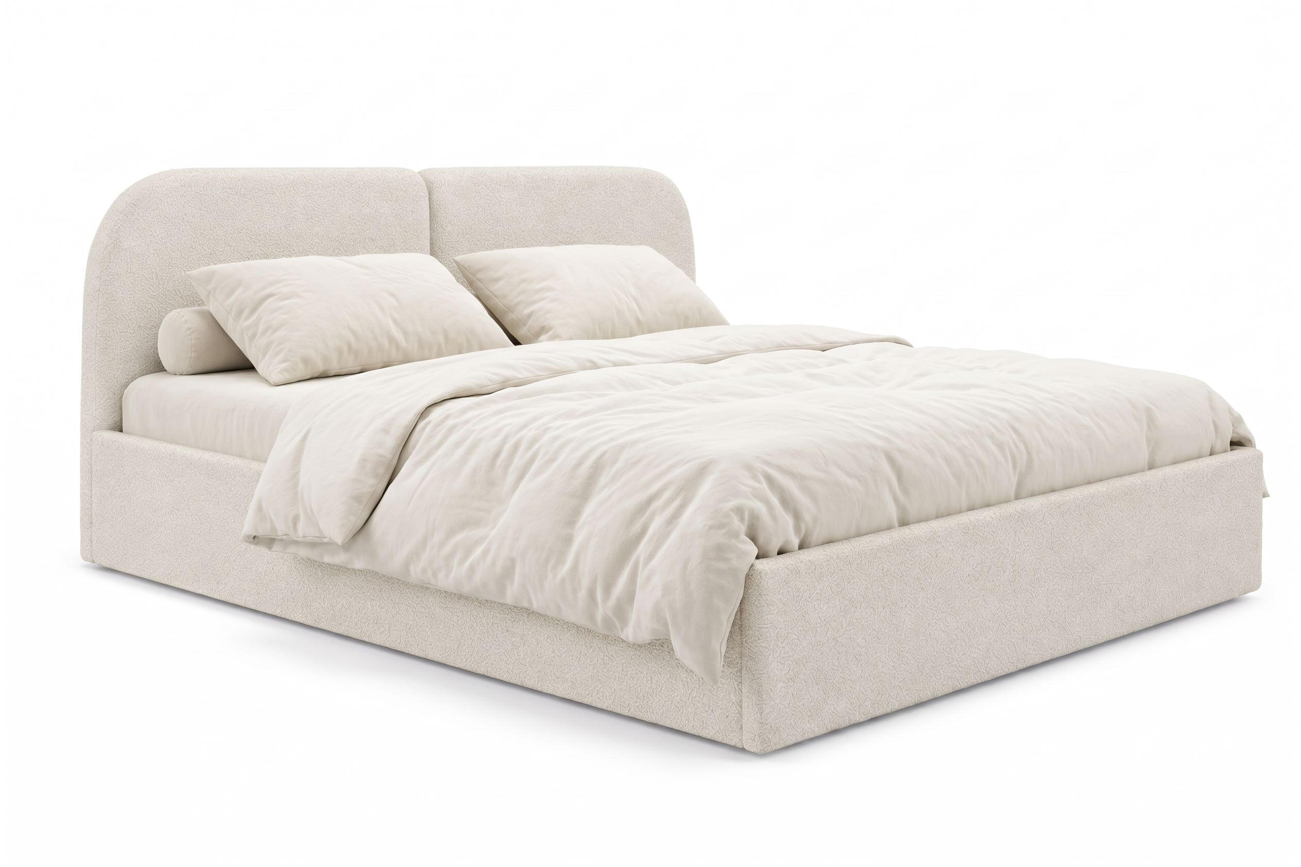 POLSTERBETT Sogno Beige 160x200 cm, mit Bettkasten und weichem Kopfteil, Bouclé - Beige, Holzwerkstoff/Textil (160/200cm) - Bettso