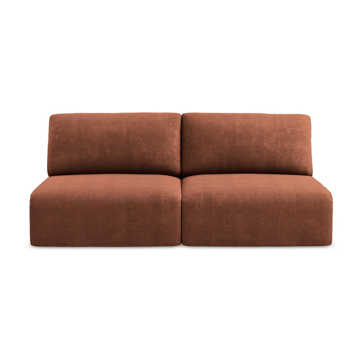 3-SITZER SOFA mit Schlaffunktion Chenille Stoff Orange - Terracotta/Schwarz, Kunststoff/Textil (216/79/102cm) - LaMiaSofa