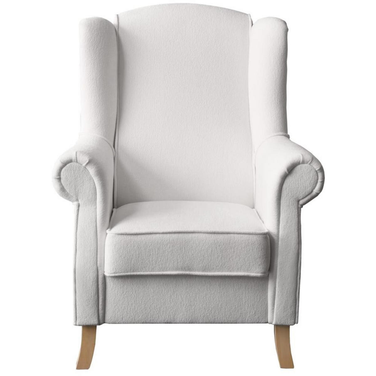 OHRENSESSEL Leonardo beige boucle-stoff - Beige, Holz/Textil (88/118/86cm) - Beautysofa