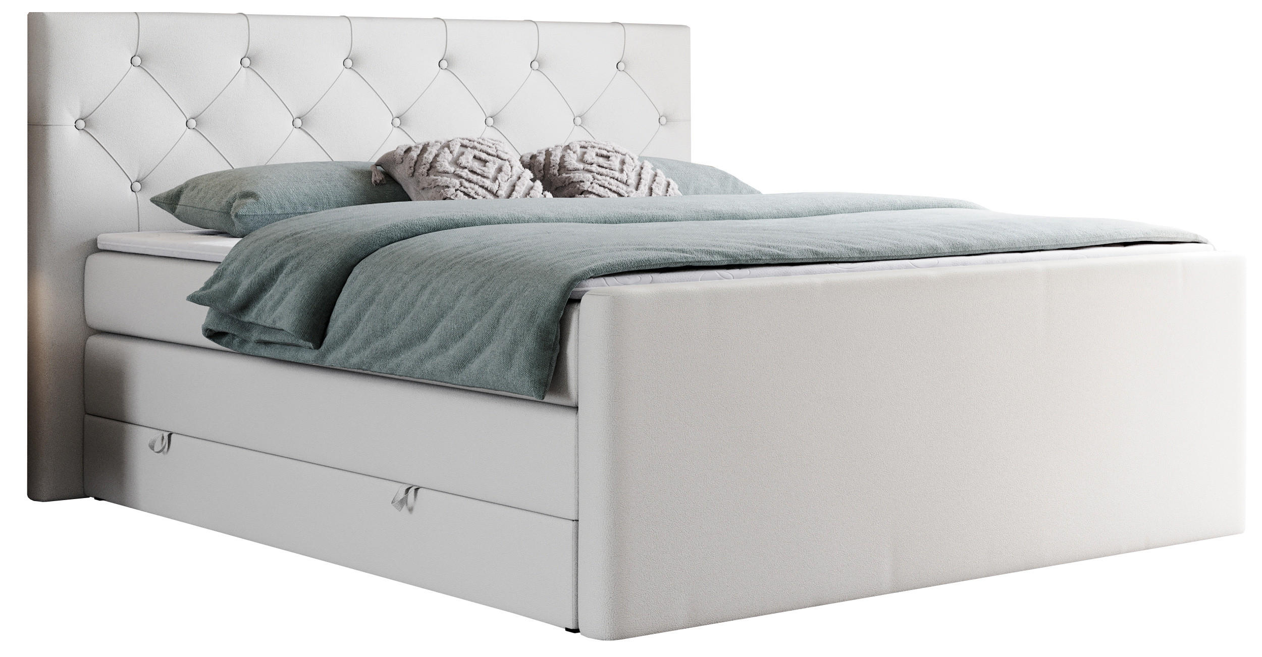 BOXSPRINGBETT KING VELEN 160/200 Weiß Kunstleder - H3 - Weiß, Holz/Textil (160/200cm) - MKS