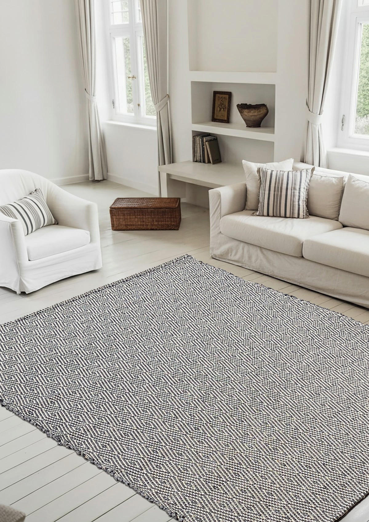 TEPPICH aus recycelten Fasern handgewebt grau - Grau, Naturmaterialien (140/200cm) - AFK Living