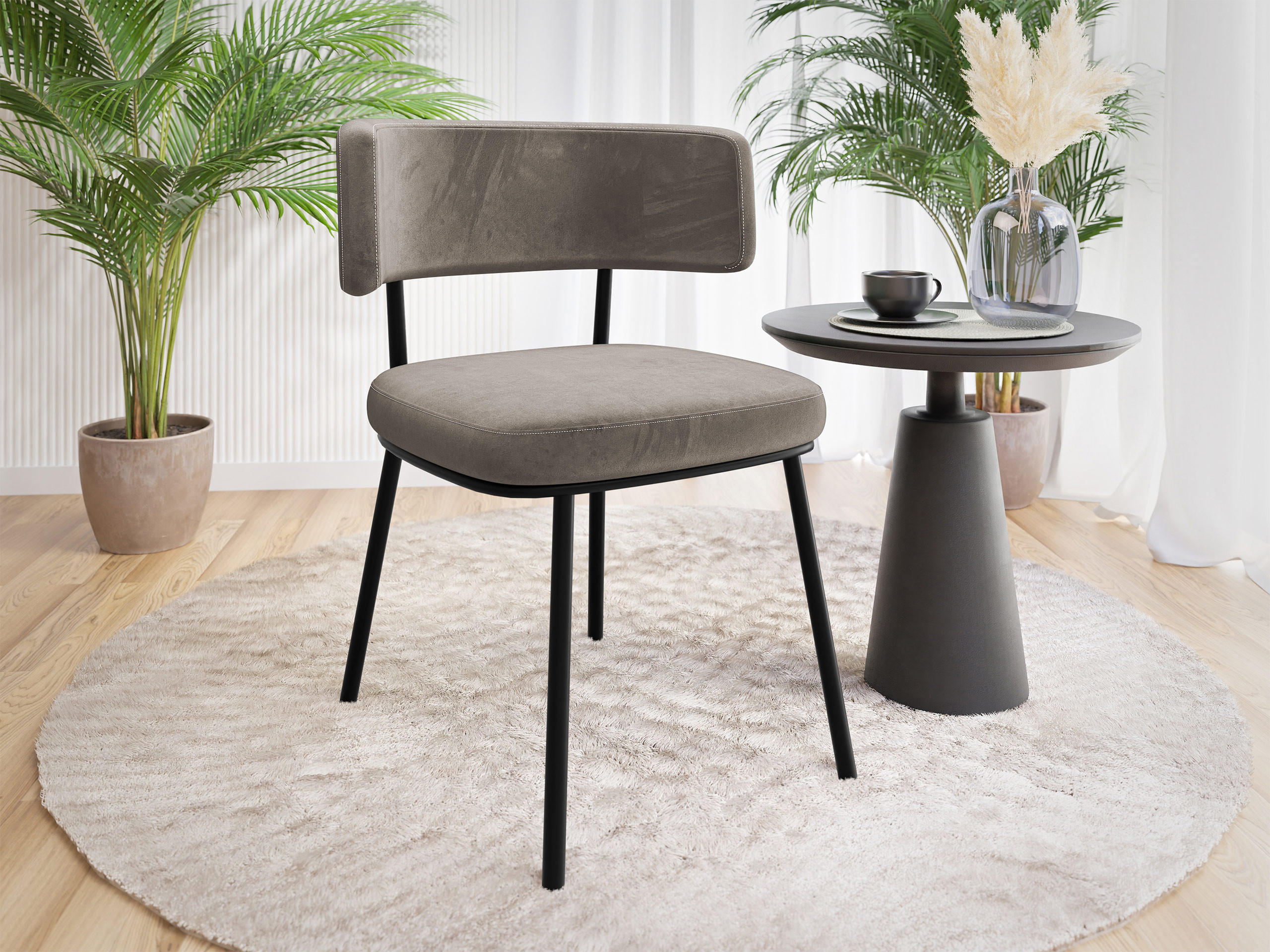 POLSTERSTUHL Iga - Schwarz/Grau, Textil/Metall (58/75/57cm) - MIRJAN24