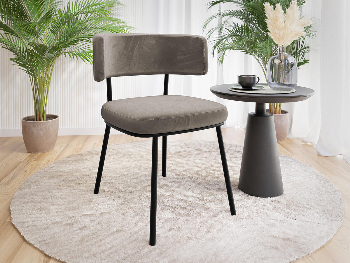 POLSTERSTUHL Iga - Schwarz/Grau, Textil/Metall (58/75/57cm) - MIRJAN24