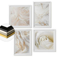 WANDBILDER 4er-Set - 50x50 cm & 40x60 cm Weißer Rahmen - Elegante Marmormuster - Weiß, Kunststoff (50/50cm) - ArtPrintCave