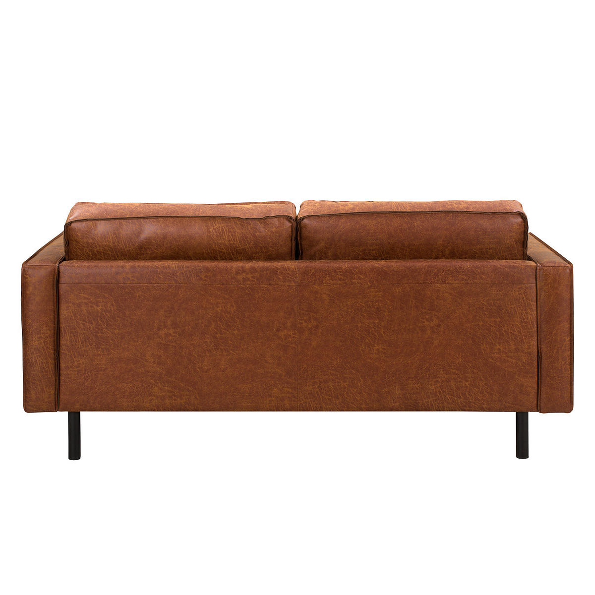 2-SITZER SOFA - Cognac/Schwarz, Leder/Textil (164/81/96cm) - home24