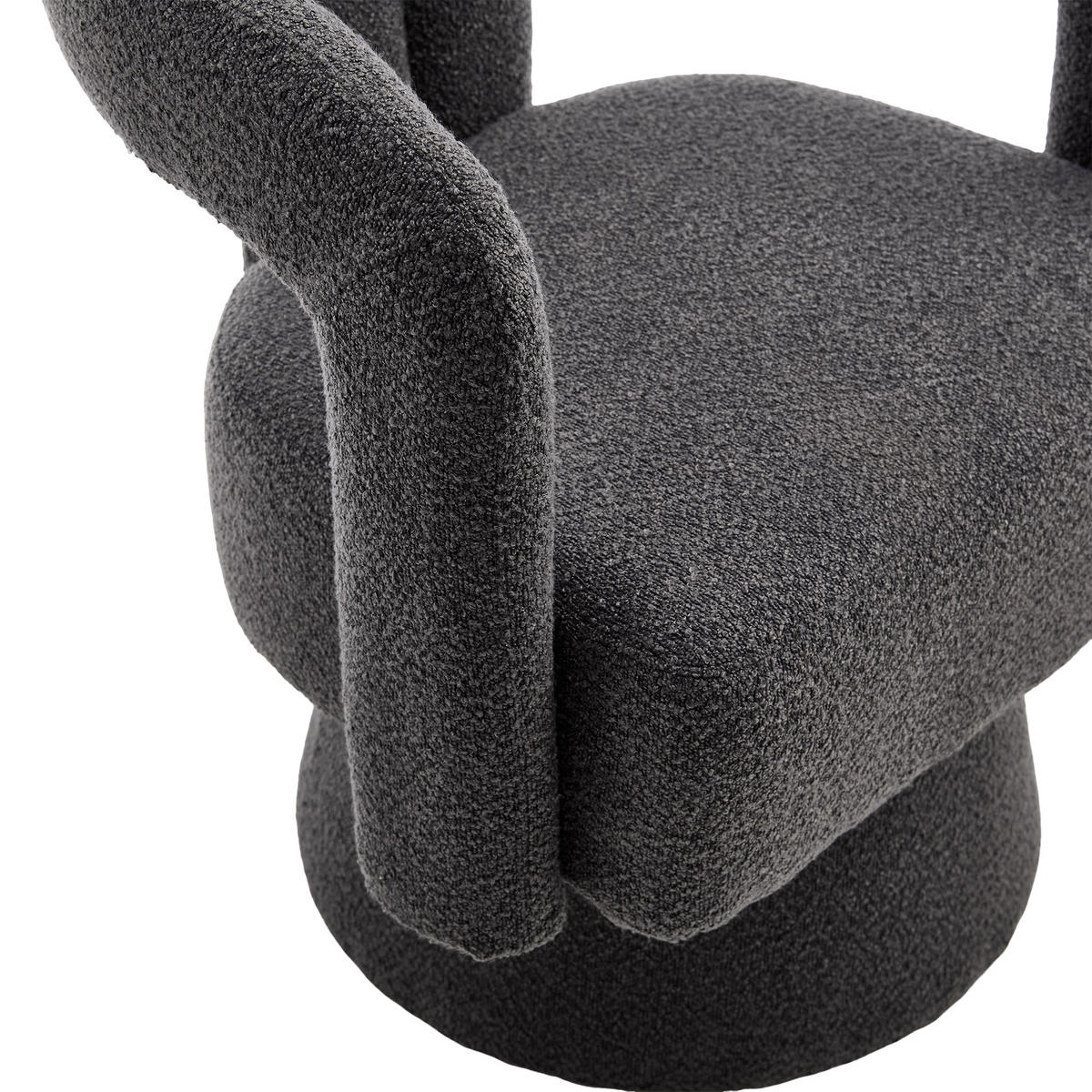 SESSEL Bouclé Dunkelgrau drehbar - Dunkelgrau, Holzwerkstoff/Textil (67/74/54cm) - WISHDOR