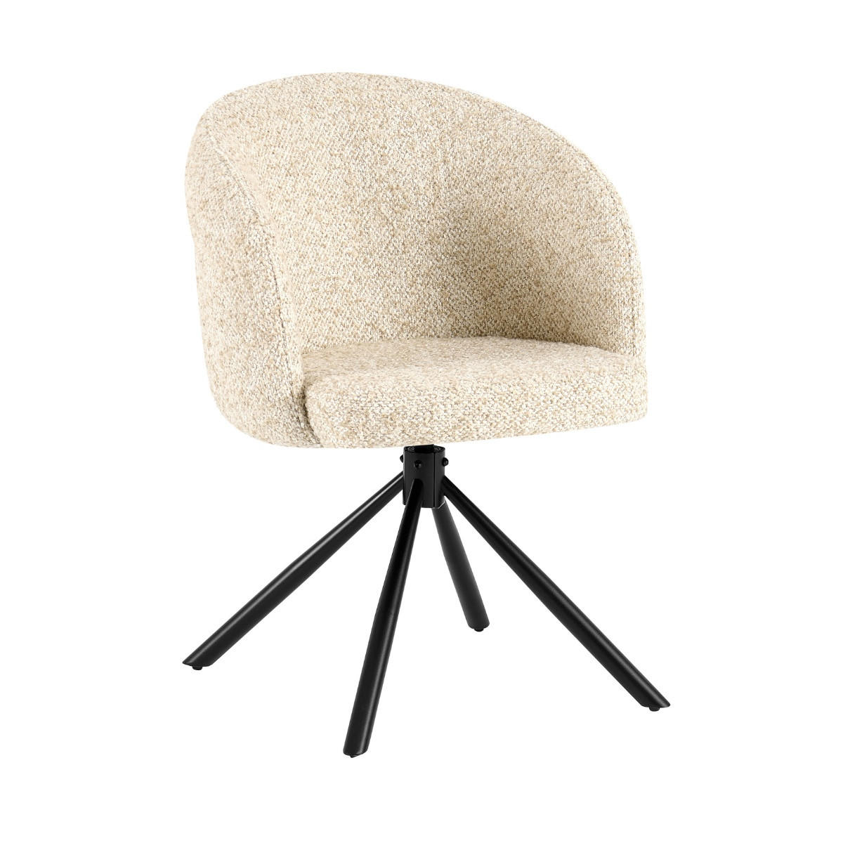 ESSZIMMERSTUHLE 2er Set Drehbar aus Stoff, beige - Beige, Metall (63/83/65cm) - Giga Meubel