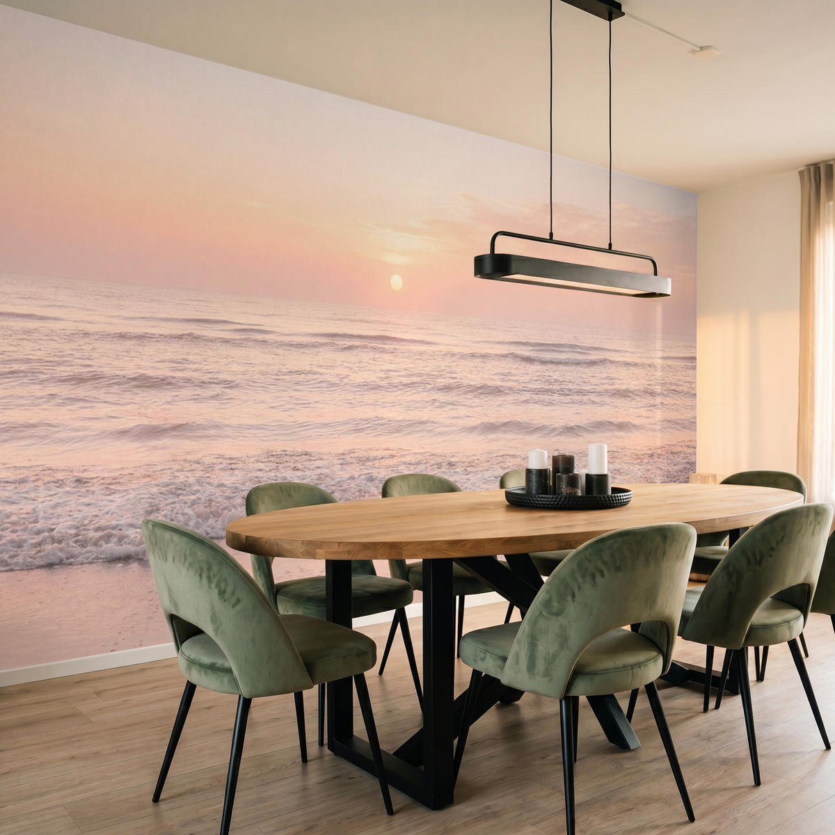 TAPETE - Sonne - Strand - Rosa - 450x220 cm - Hellrosa, Papier (450/220cm) - OnlyWow