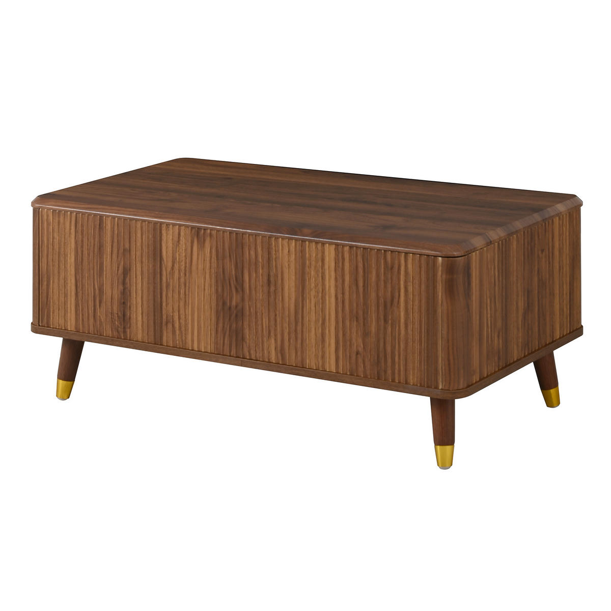 COUCHTISCH holzoptik & 3d-wellen-design mit lift-funktion & verstecktem stauraum - Walnussfarben, Holzwerkstoff (52/97/56.5cm) - Urban Meuble