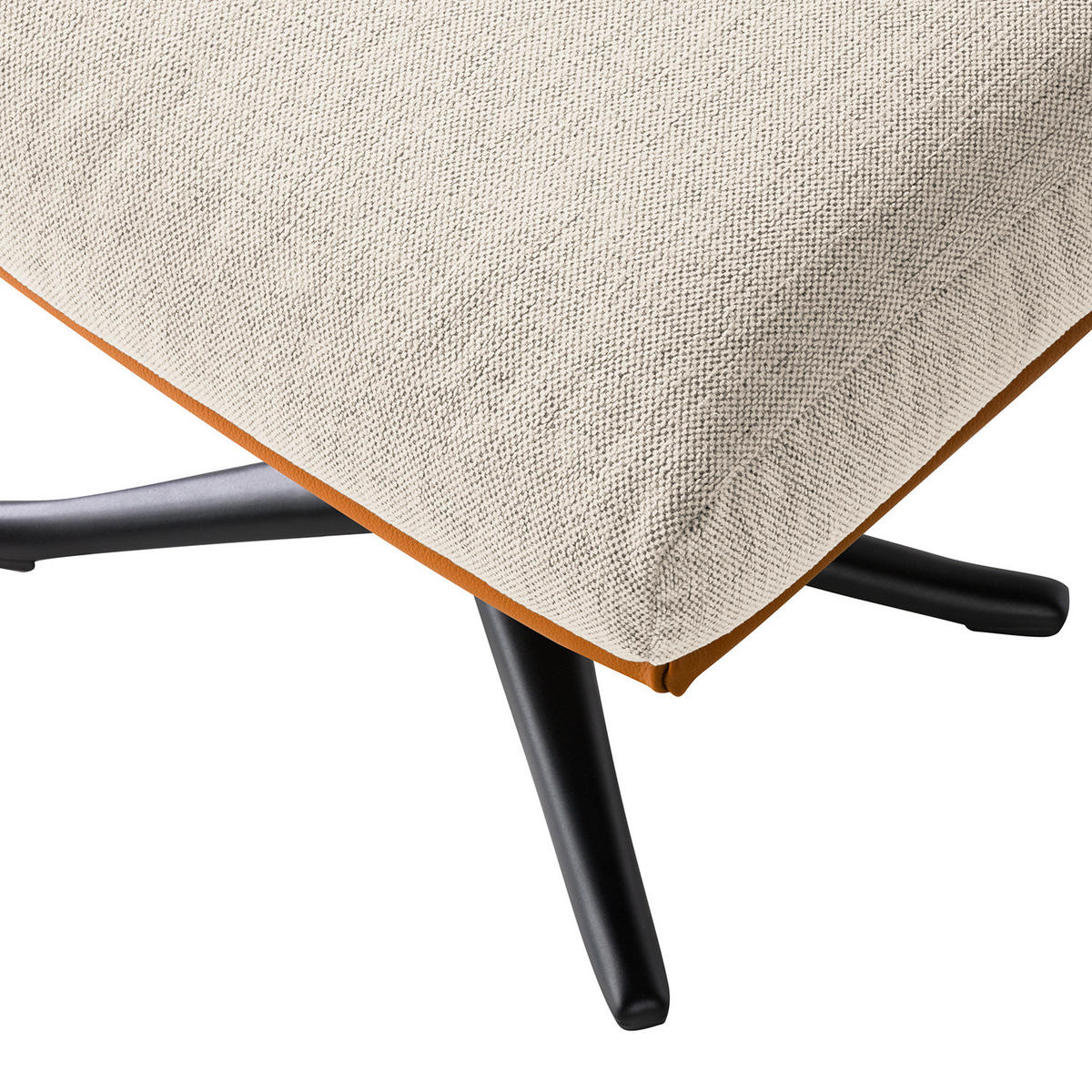 HOCKER mit Kreuzfuß - Cognac/Schwarz, Textil/Metall (54/41/41cm) - home24