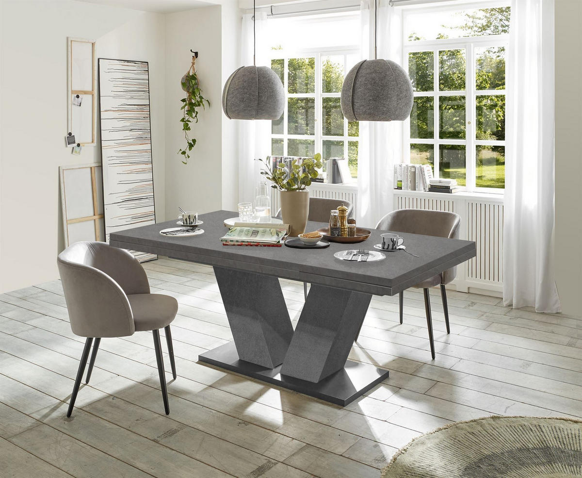 ESSTISCH ausziehbar Elena 180x90x76 Graphit - Dunkelgrau, Holzwerkstoff (180/90/76cm) - 58aufmkessel