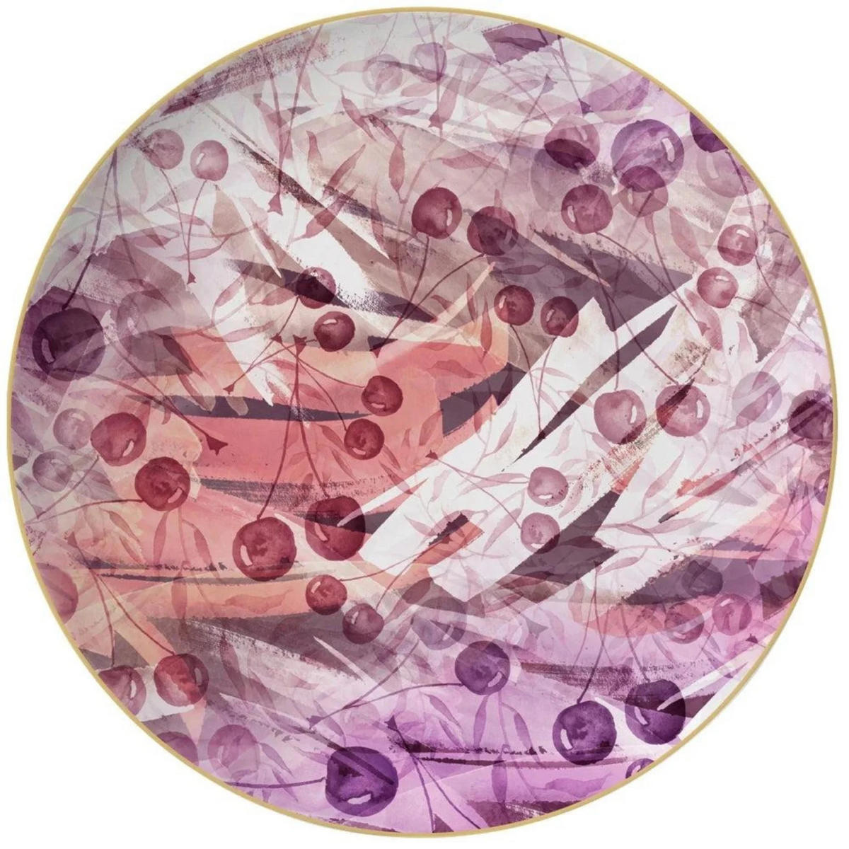 TELLERSET Lila Kirsche Bone China Lila Gold 4tlg Ø30 Ø26 Ø20 Ø16 cm - Weiß Hochglanz/Lila, Keramik (30/2/2cm) - Quality Elegance