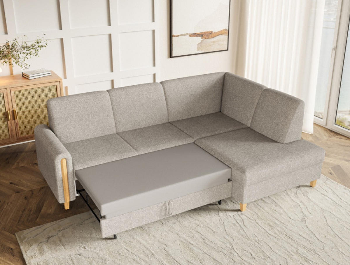 ECKSOFA Beige FLORA Stoff Bubble Rechts - Beige, Textil (236/172cm) - Sepro Meble