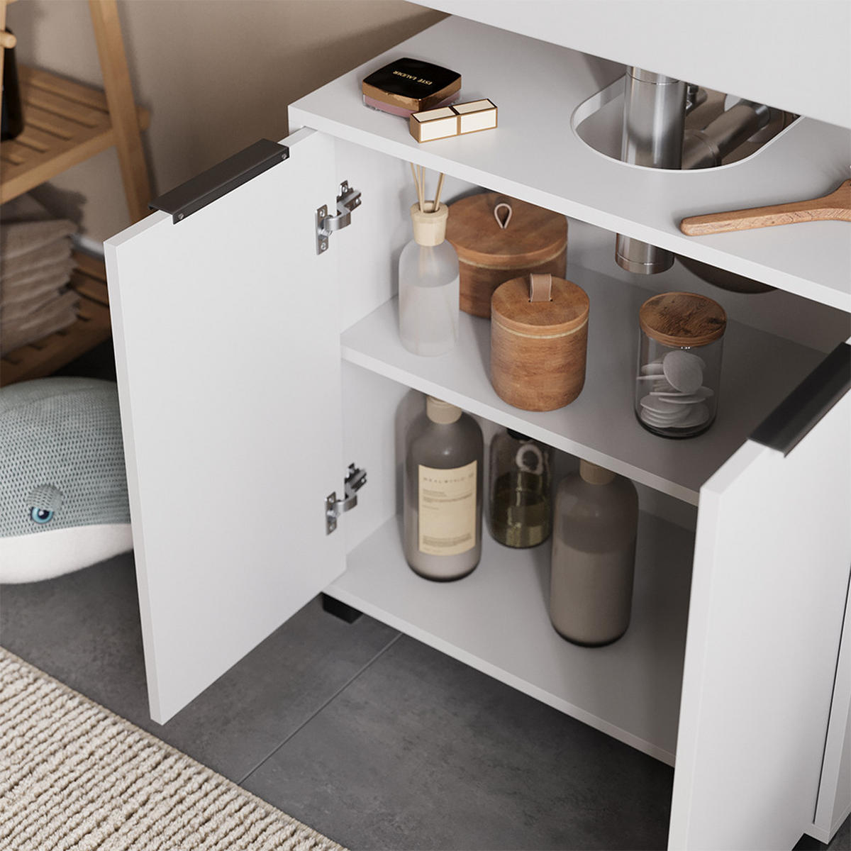 WASCHBECKENUNTERSCHRANK Alina Weiß 60 x 60 cm mit Türen - Weiß, Holzwerkstoff (60/60/30cm) - Vicco