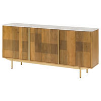 SIDEBOARD Mango 180x40x80 hellbraun geölt / Marmor weiß MIAMI #100 - Braun, Holz (180/80/40cm) - Massivmoebel24