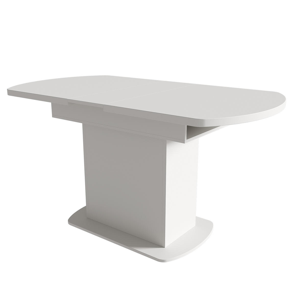AUSZIEHTISCH mit Stauraum 110/70/75 cm in Weiß – oval & platzsparend - Weiß, Holzwerkstoff (110/70/75cm) - BEAOK