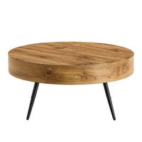 COUCHTISCH in Schwarz und Naturfarbe Wohnzimmertisch mit Holzoptik für Wohnzimmer, B70/T70/H35.5 cm - Schwarz/Naturfarben, Holzwerkstoff/Metall (70/70/35.5cm) - STILVORA