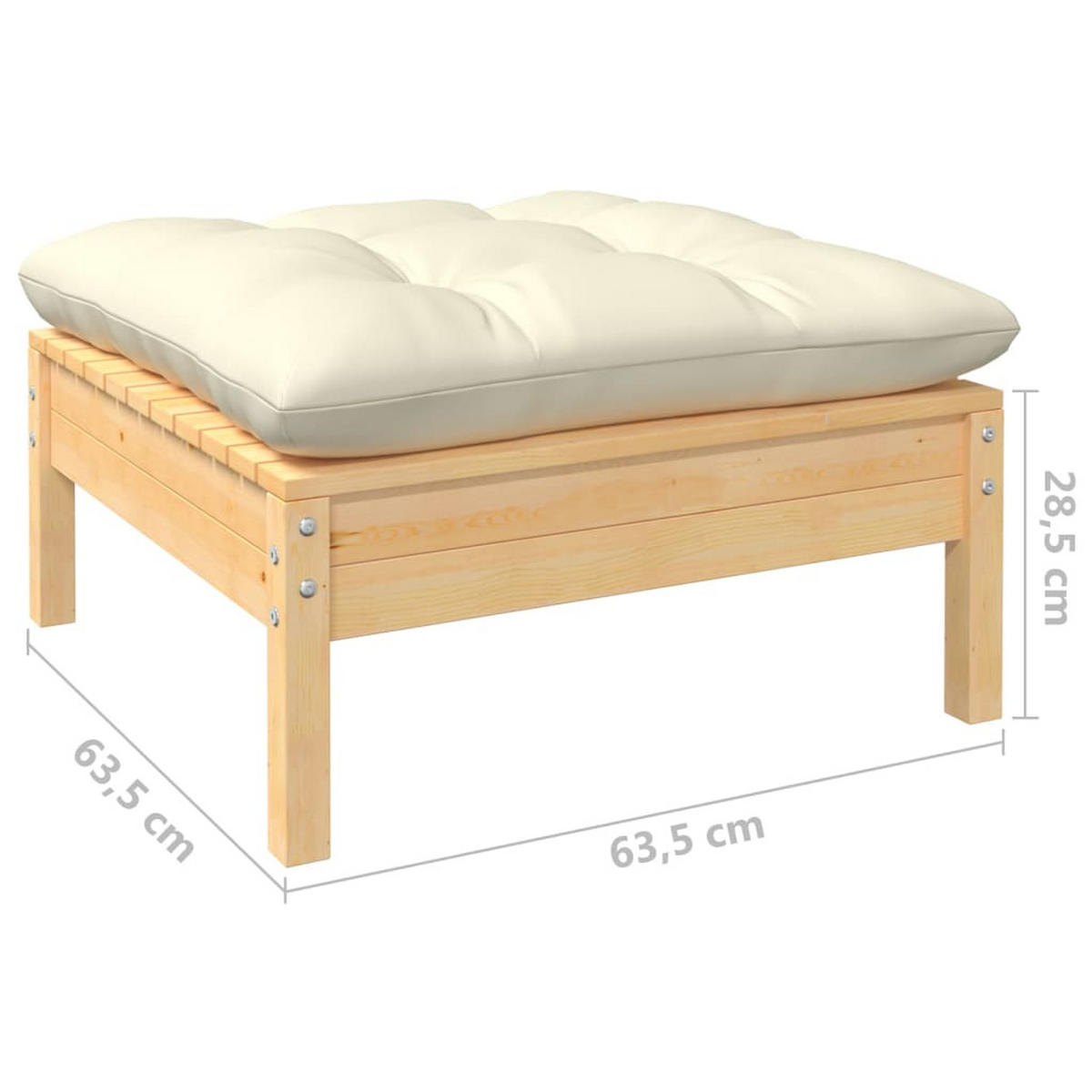 GARTEN-LOUNGE-SET 5-teilig Mit Creme Kissen Kiefernholz - Creme, Holz/Textil - vidaXL