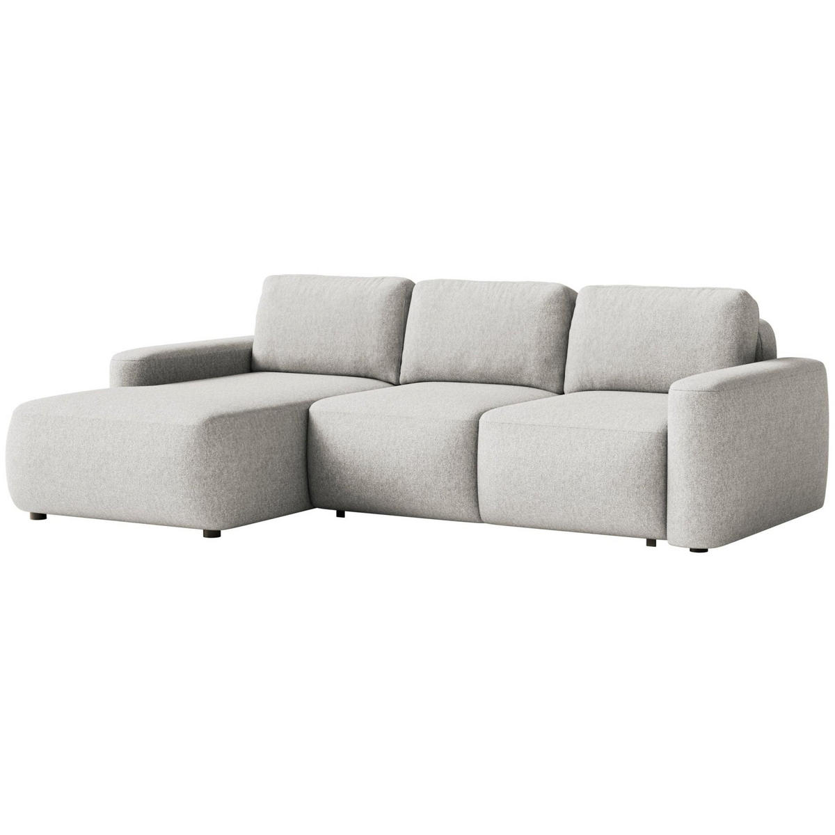 ECKSOFA Carnos Mini Graubeige Chenille - Taupe/Schwarz, Kunststoff/Textil (238/164cm) - Selsey