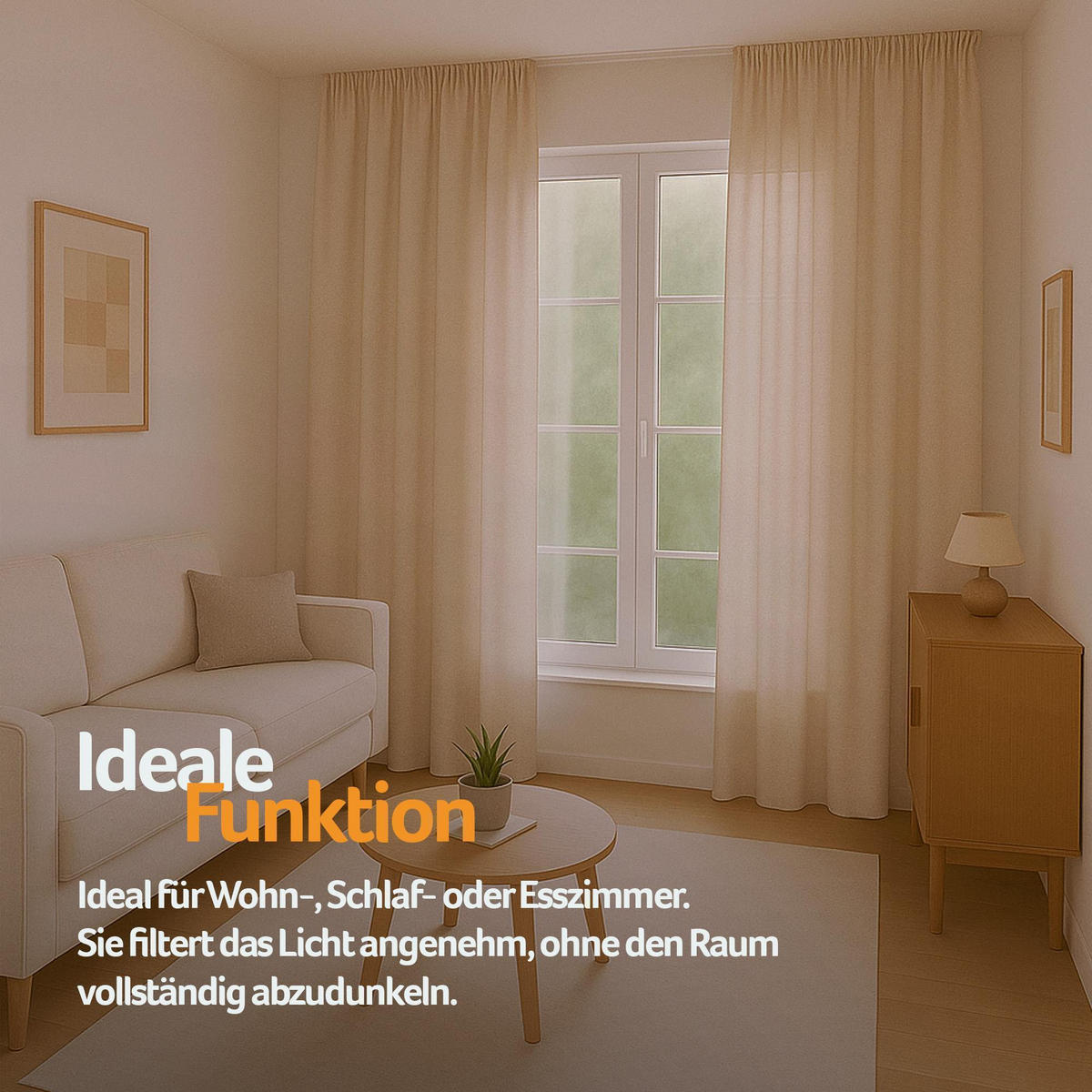 GARDINE Universalband "blickdicht" 2er Pack Beige 140x175 cm - Beige, Textil (140/175cm) - Bestlivings