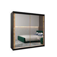 SCHWEBETÜRENSCHRANK 200/200/62 2-türig - Silberfarben/Schwarz, Holz/Kunststoff (200/200/62cm) - Abiks Möbel