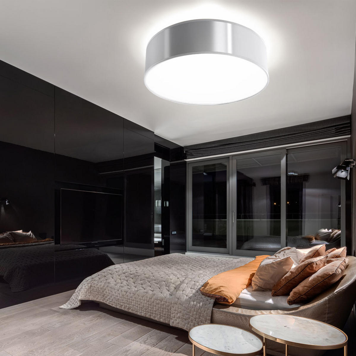 LED DECKENLEUCHTE PVC Stahl Grau rund - Grau, Metall (35/35/12cm)