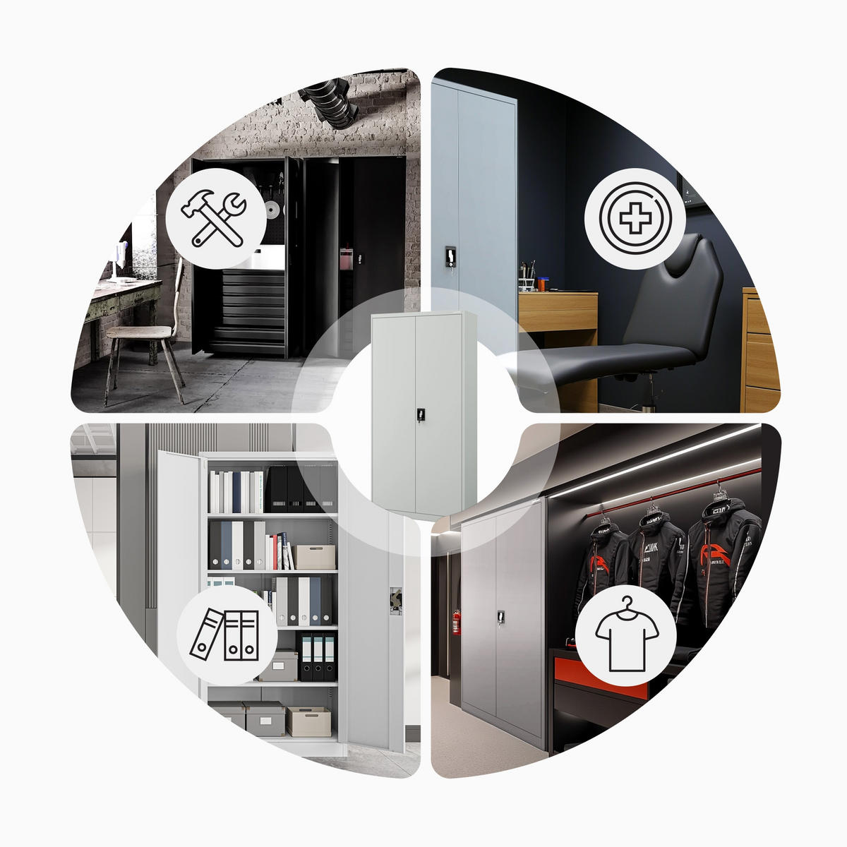 AKTENSCHRANK JAN H - Grau, Metall (90/195/40cm) - Jan Nowak