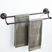 HANDTUCHHALTER – Vintage-Schwarz, Doppelstange – 55 cm Länge - Schwarz, Metall (13.5/5/55cm)