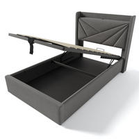 POLSTERBETT 90/200cm in Grau Leinen mit USB Typ C Ladefunktion Kopfteil - Grau, Holz/Textil (90/200cm) - KOMHTOM