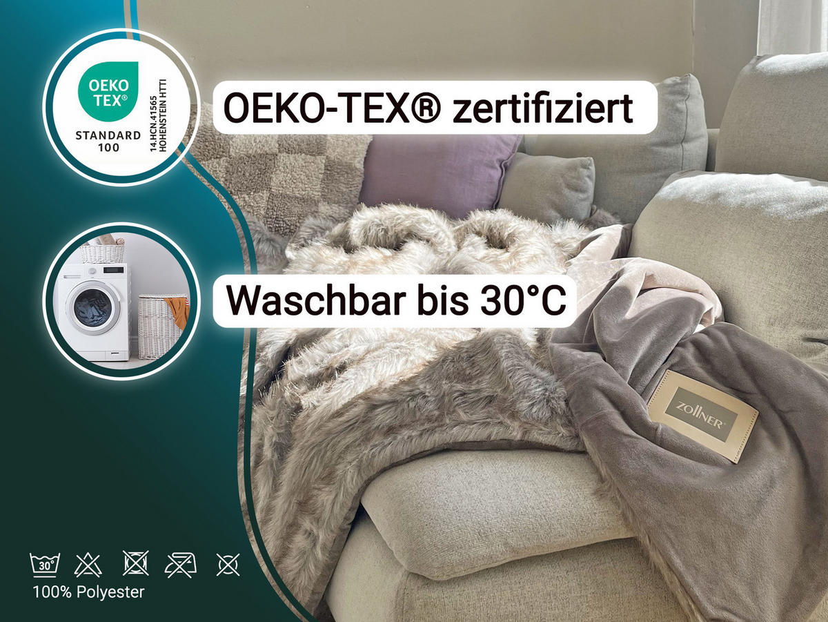 KUSCHELDECKE, 150x200 cm, 100% Polyester, Grau - Graubraun, Textil (150/200cm) - Zollner