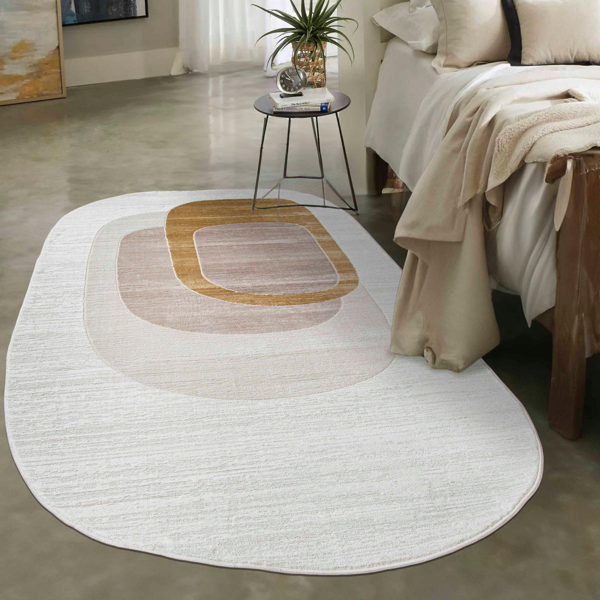 TEPPICH Beige Abstrakt - Kurzflor Unregelmäßig Unregelmäßige Form - Weiß Ecru Creme Golden - 160 x 220 cm - Beige, Textil (160/220cm) - Mazovia