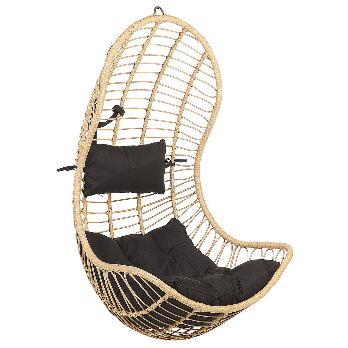 HÄNGESESSEL mit Gestell PE Rattan natürlich 97 cm Pineto - Beige, Kunststoff (80/199/97cm) - Beliani