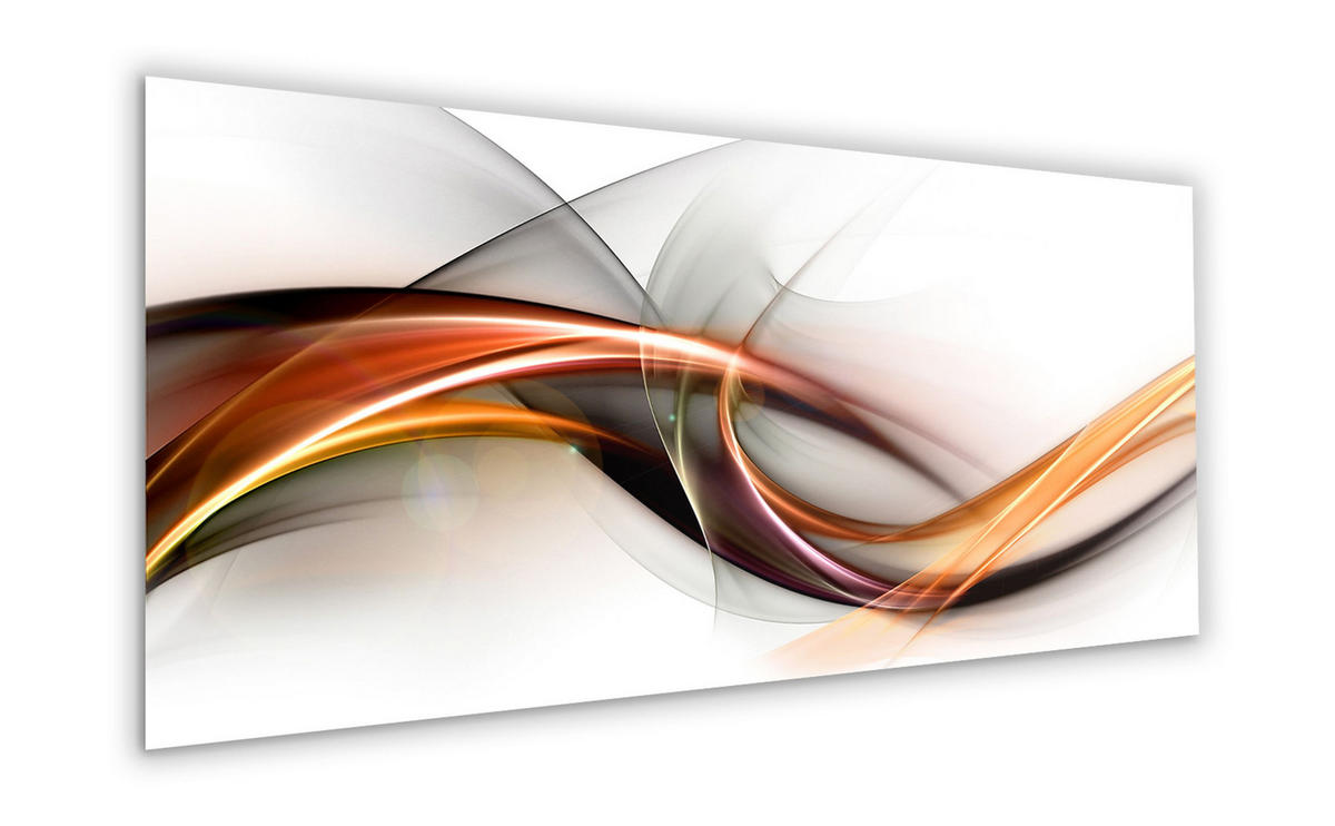 GLASBILD 125x50 cm abstrakt orange schwarz - Orange, Glas (125/50cm) - artissimo