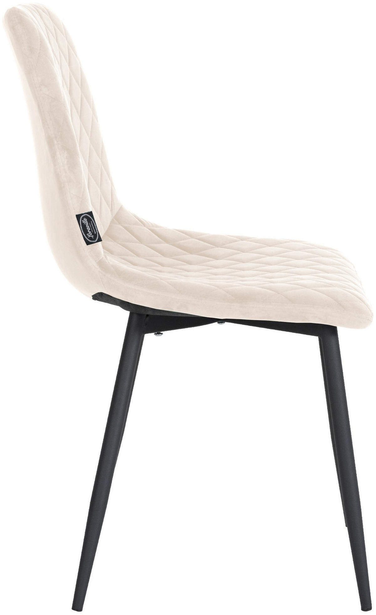 STUHL 4er Set Samt creme - Creme/Schwarz, Textil/Metall (45/83/57cm) - CLP