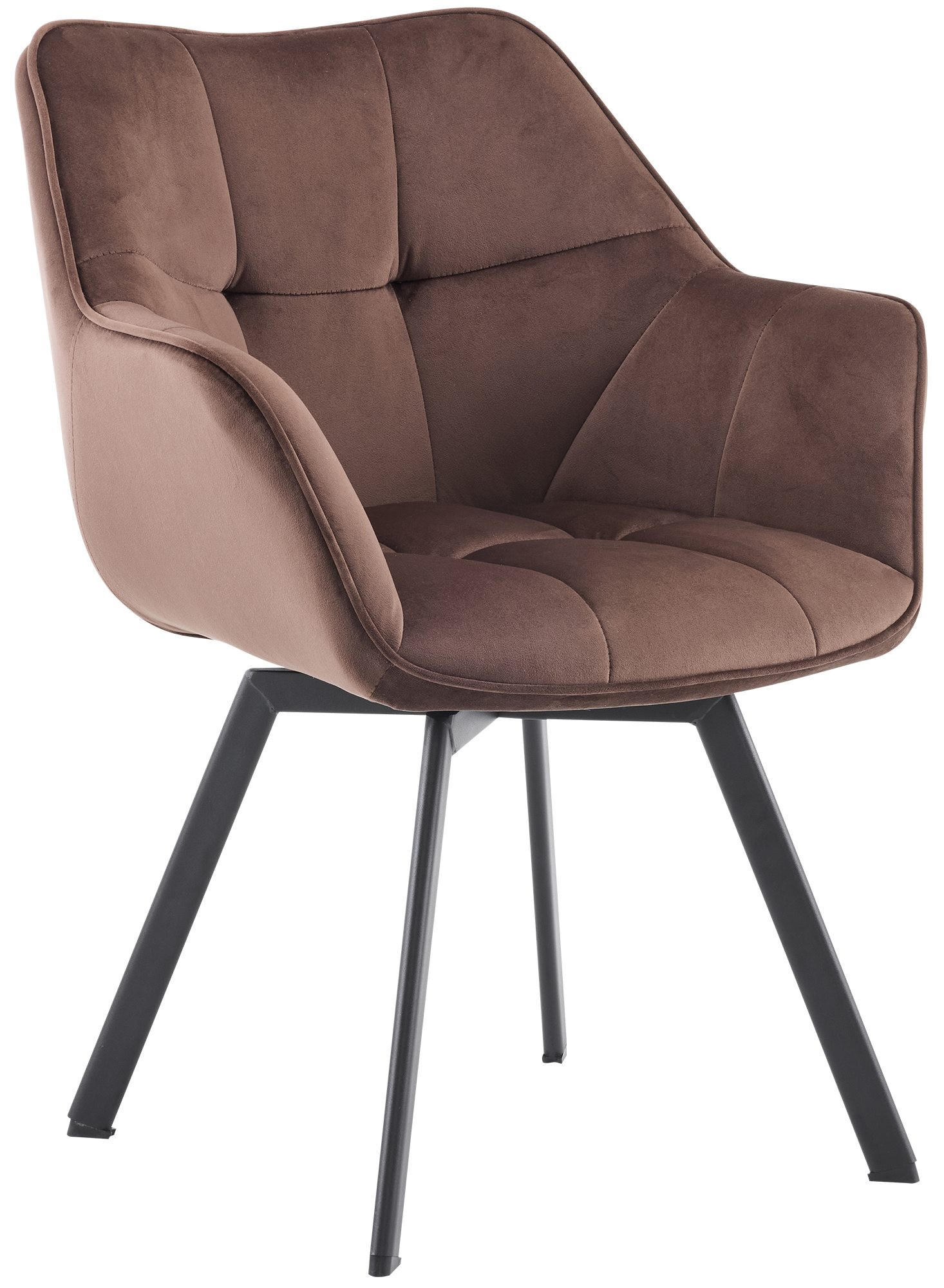 ESSZIMMERSTUHL Samt braun - Schwarz/Braun, Textil/Metall (60/81/59cm) - CLP