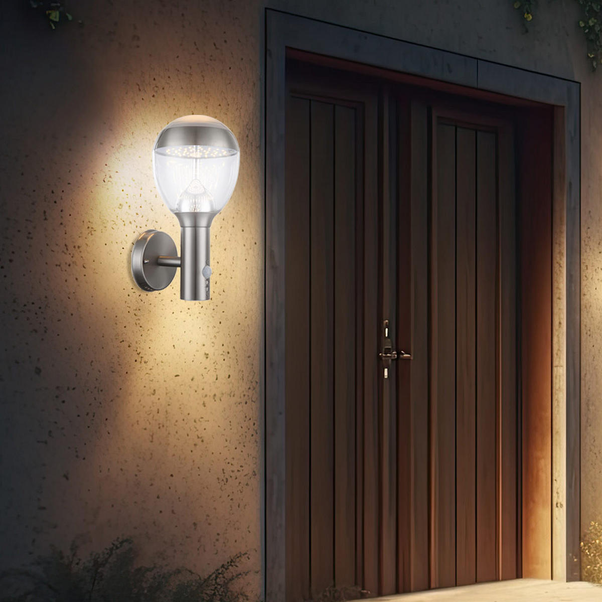 LED AUSSEN-WANDLEUCHTE Edelstahl Silber - Silberfarben, Metall (15/31.7/17.3cm) - Globo Lighting