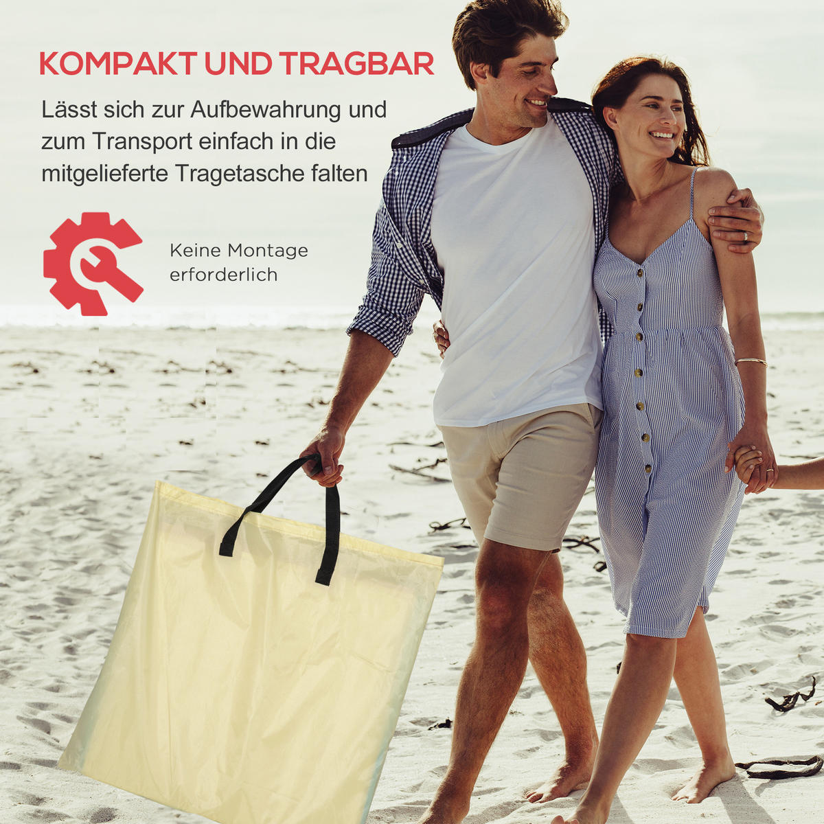 STRANDMATTE, 2er Set Faltbare Strandliege mit Kopfkissen, Tragetasche, Beige - Beige, Metall (53/35/124cm) - Outsunny