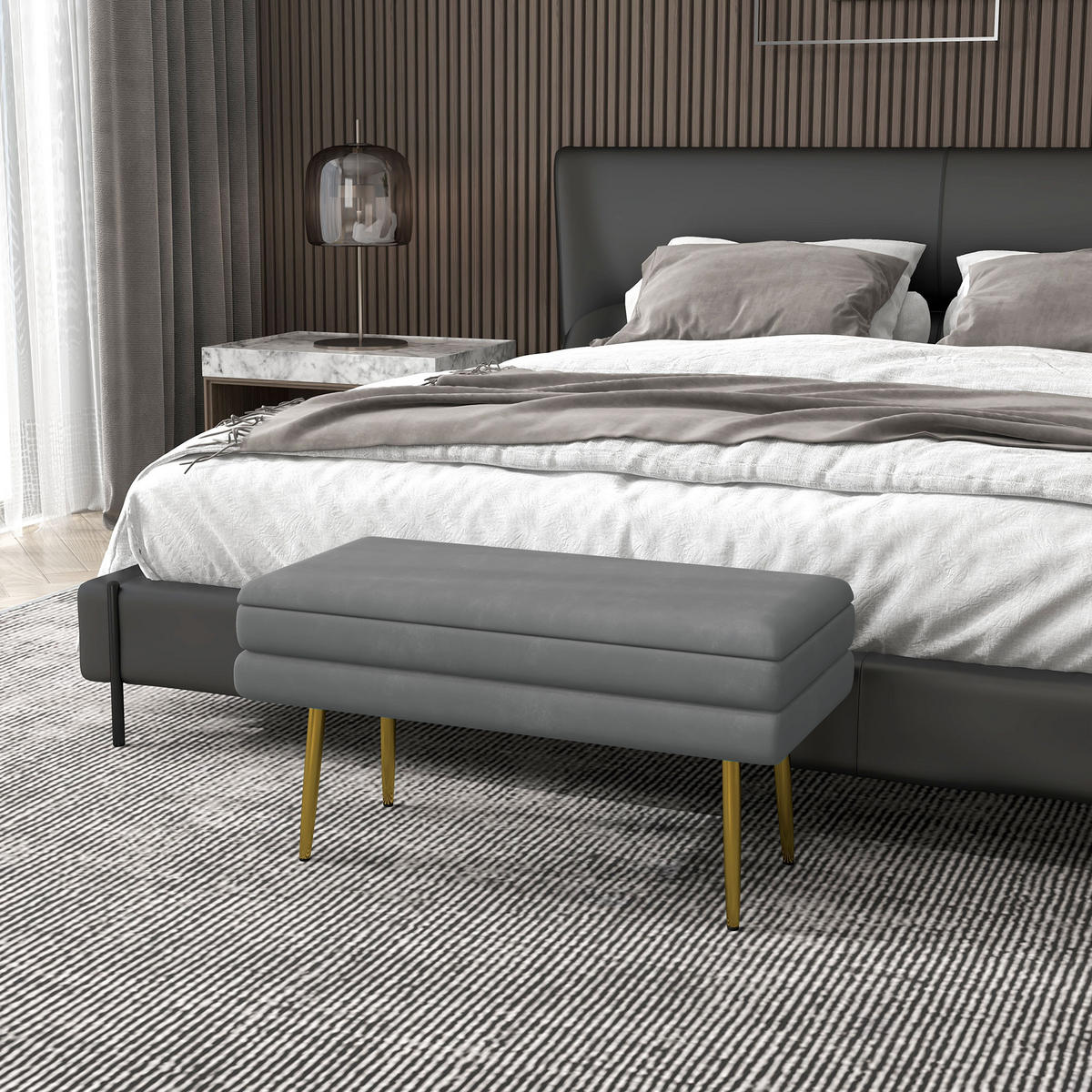 TRUHENBANK Grau - Dunkelgrau, Kunststoff (37.5/43/79.5cm) - HOMCOM