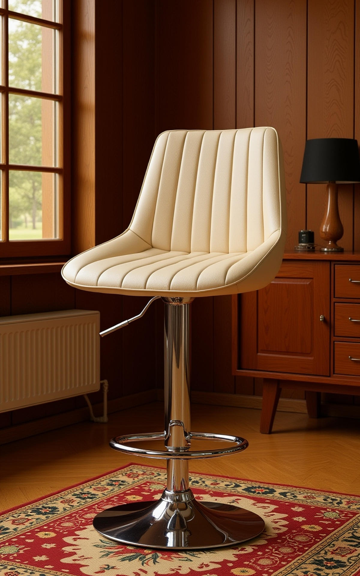 BARHOCKER 2er Set Tolor Kunstleder chrom creme - Chromfarben/Naturfarben, Kunststoff/Metall (49.5/112/50cm) - TPFLiving