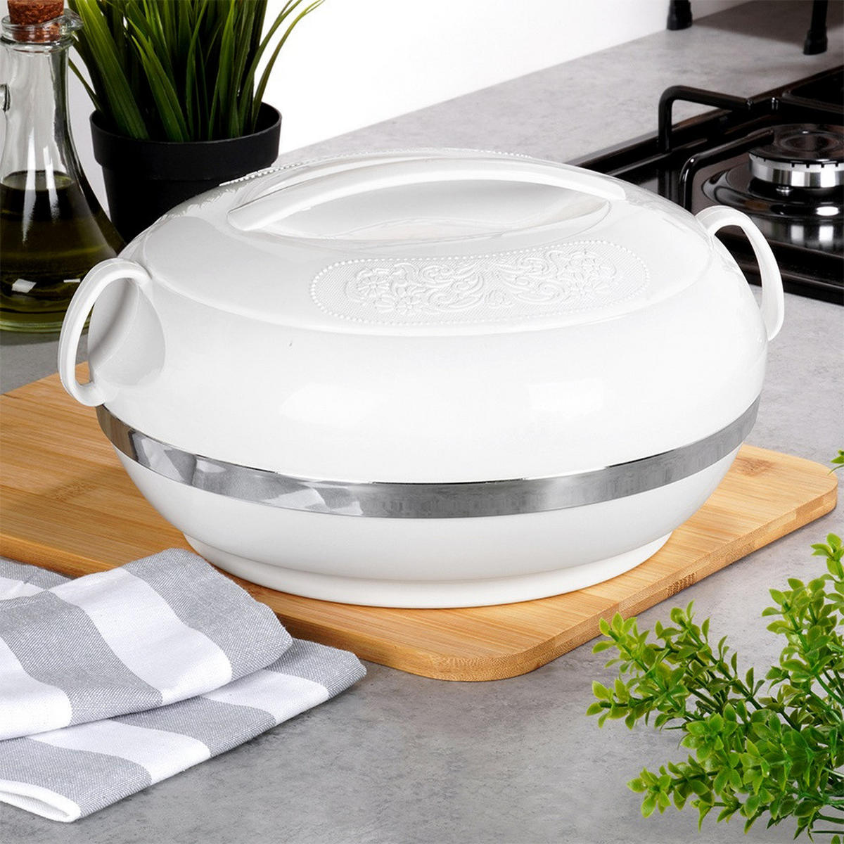 LUNCHTHERMOSKANNE Deluxe 3,5 l - Weiß, Kunststoff (30/15/30cm) - Orion 