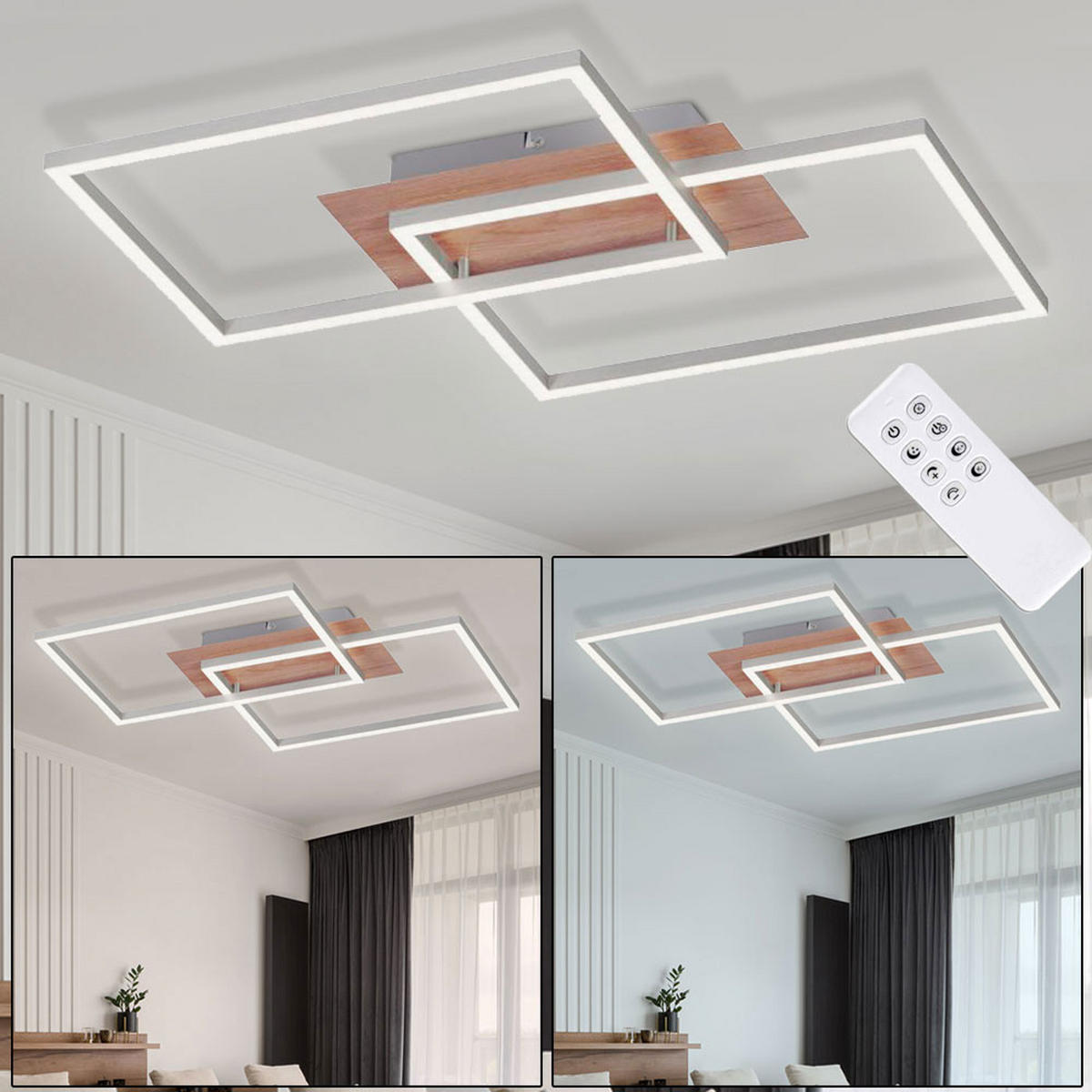 LED DECKENLEUCHTE IVEN Metall Silber - Silberfarben, Metall (50.4/42/7cm)