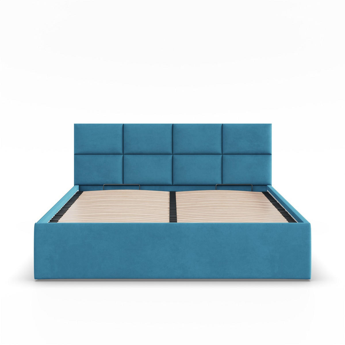 POLSTERBETT MIT KOPFTEIL 140x200 mit Bettkasten BORGO, Blau - Blau, Textil (140/200cm) - Mebligo