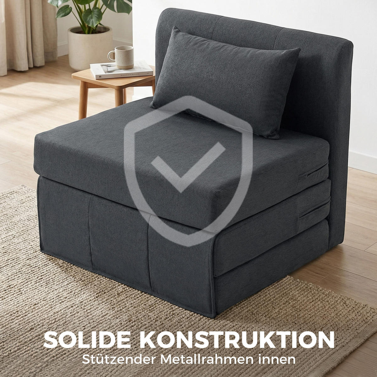 BODENSESSEL Polyester Schaumstoff Dunkelgrau - Dunkelgrau, Textil (75/74/80cm) - HOMCOM