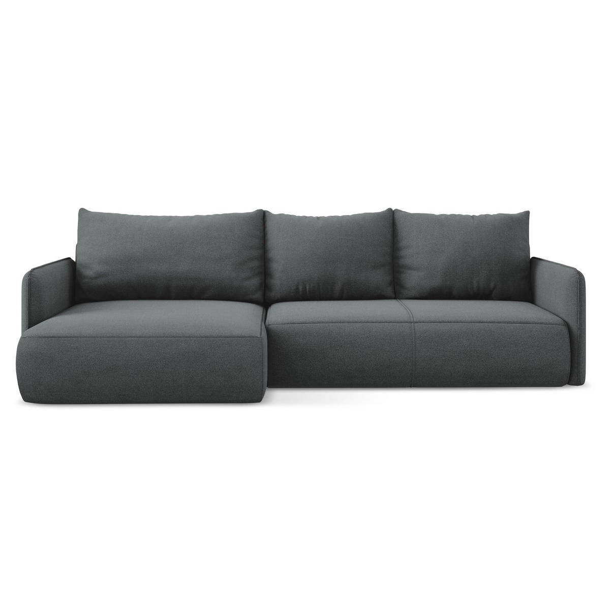 ECKSOFA mit Schlaffunktion Strukturstoff Stoff Grau - Schwarz/Grau, Kunststoff/Textil (148/240cm) - LaMiaSofa