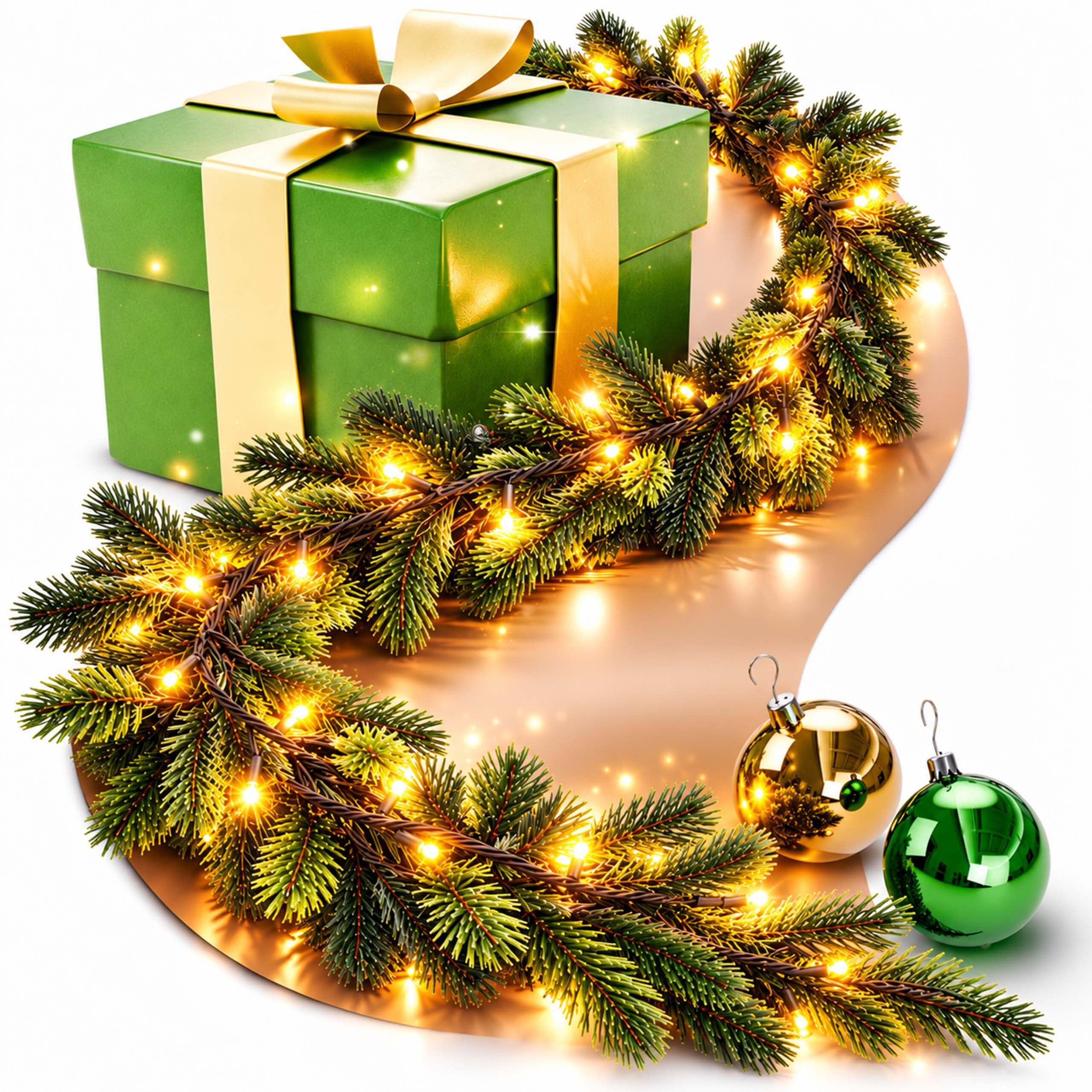 GIRLANDA Zelená LED časovač 2 m - tmavozelená, plast (20cm) - Relaxdays
