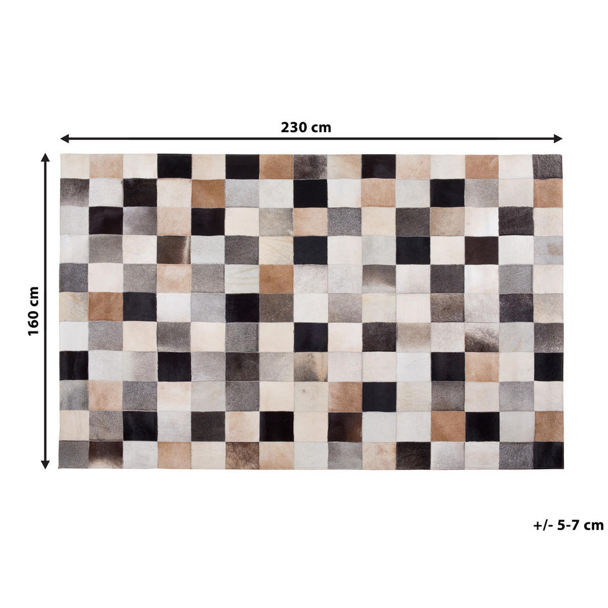 KURZFLOR-TEPPICH Soke 230/160 cm - Multicolor, Fell (160/230cm) - Beliani